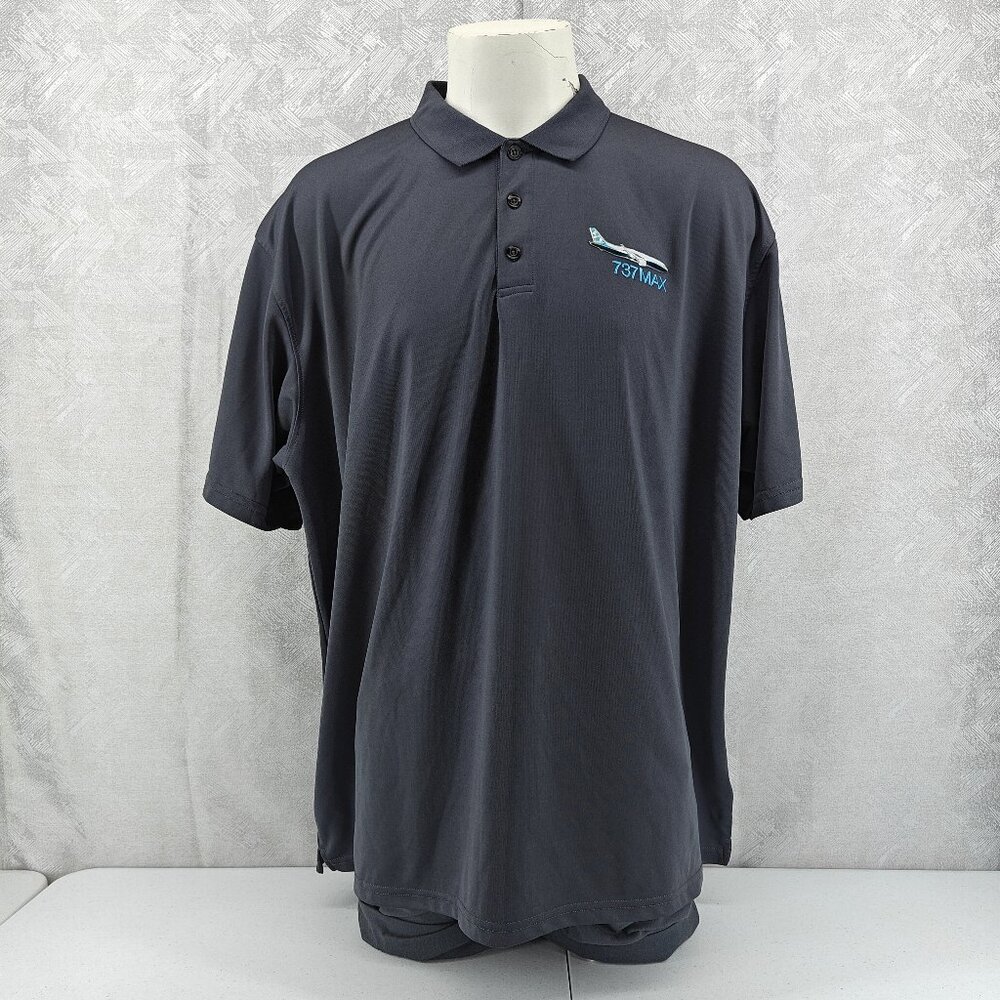 Boeing 737 Max Shirt Mens XXXL Gray Short Sleeve Polo Golf Casual Lightweight‎